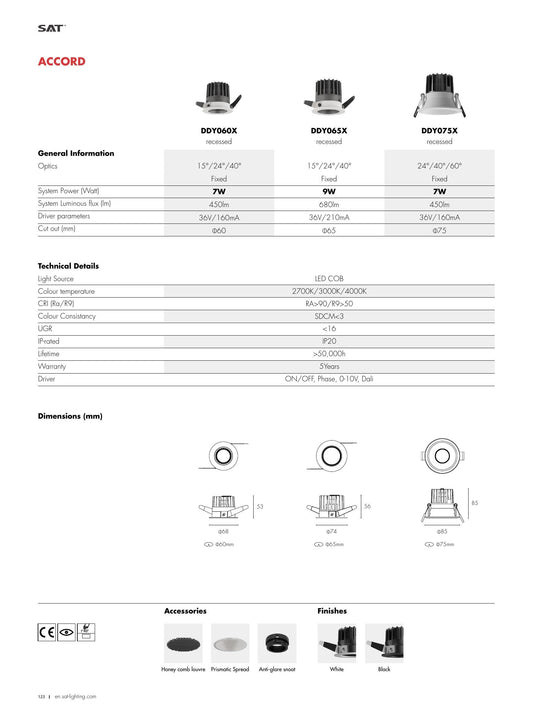 Accord ACCORD Fixed 7W Ø75 - SAT Lighting