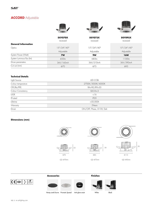 Accord ACCORD Adjustable 16W Ø95 - SAT Lighting