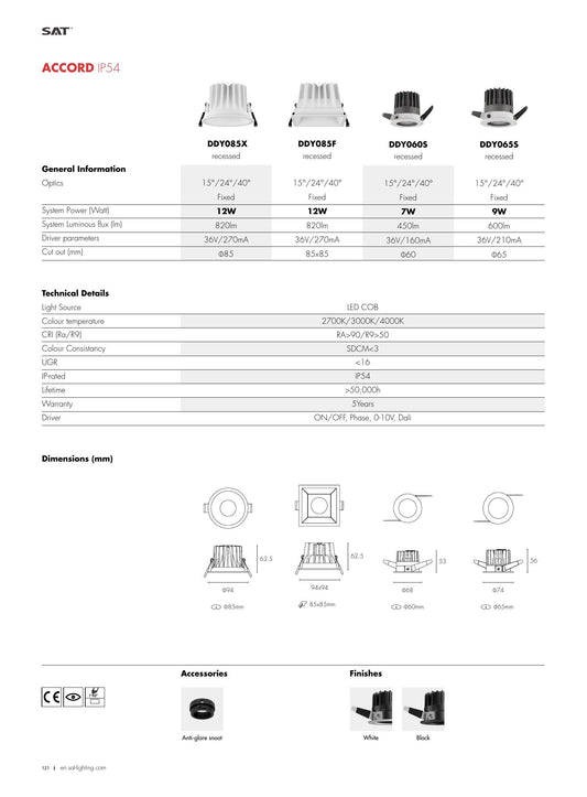 Accord ACCORD IP54 Fixed 9W Ø65 - SAT Lighting