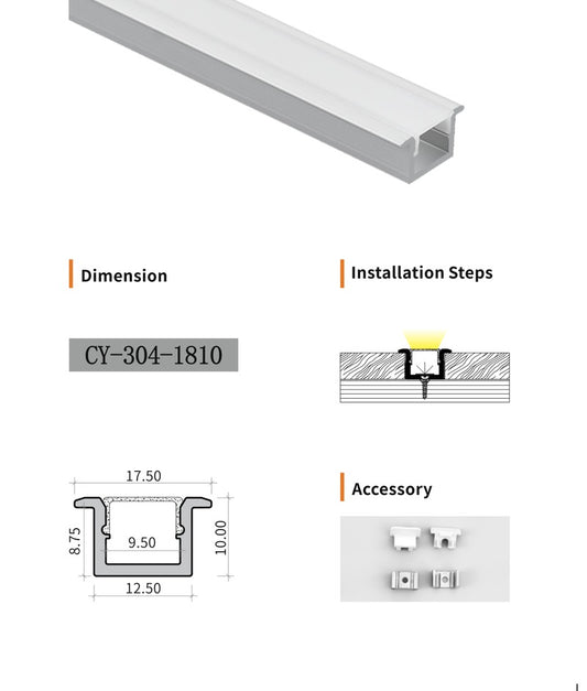 Chuangyu 1810 LED Aluminum Profile 18x10mm