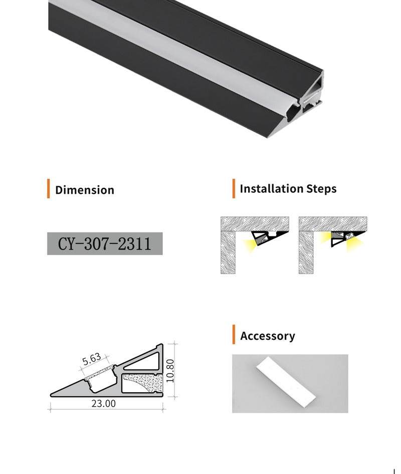 Chuangyu 2311 LED Aluminum Profile 23x11mm