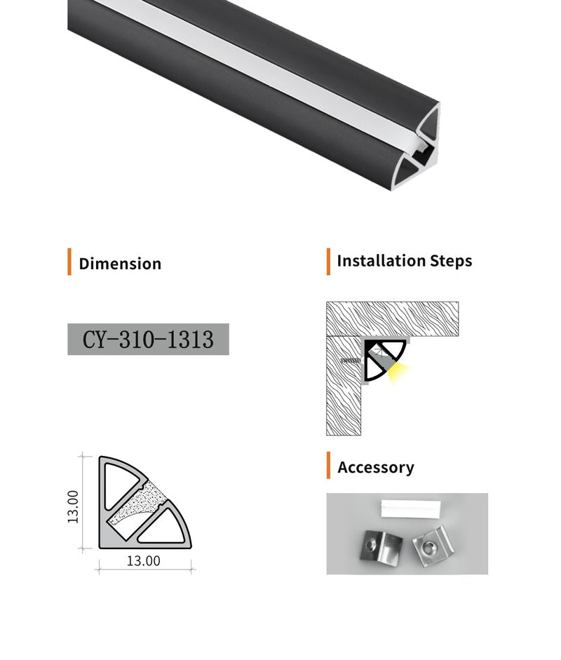 Chuangyu 1313 LED Aluminum Profile 13x13mm