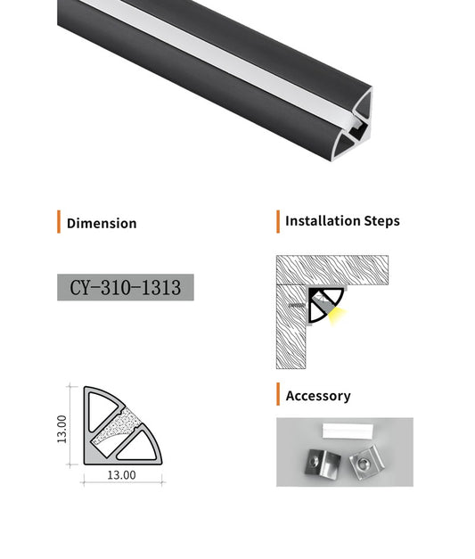 Chuangyu 1313 LED Aluminum Profile 13x13mm