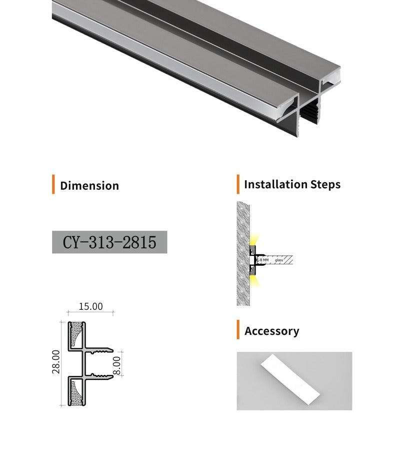 Chuangyu 2815 LED Aluminum Profile 28x15mm