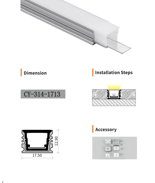 Chuangyu 1713 LED Aluminum Profile 17x13mm