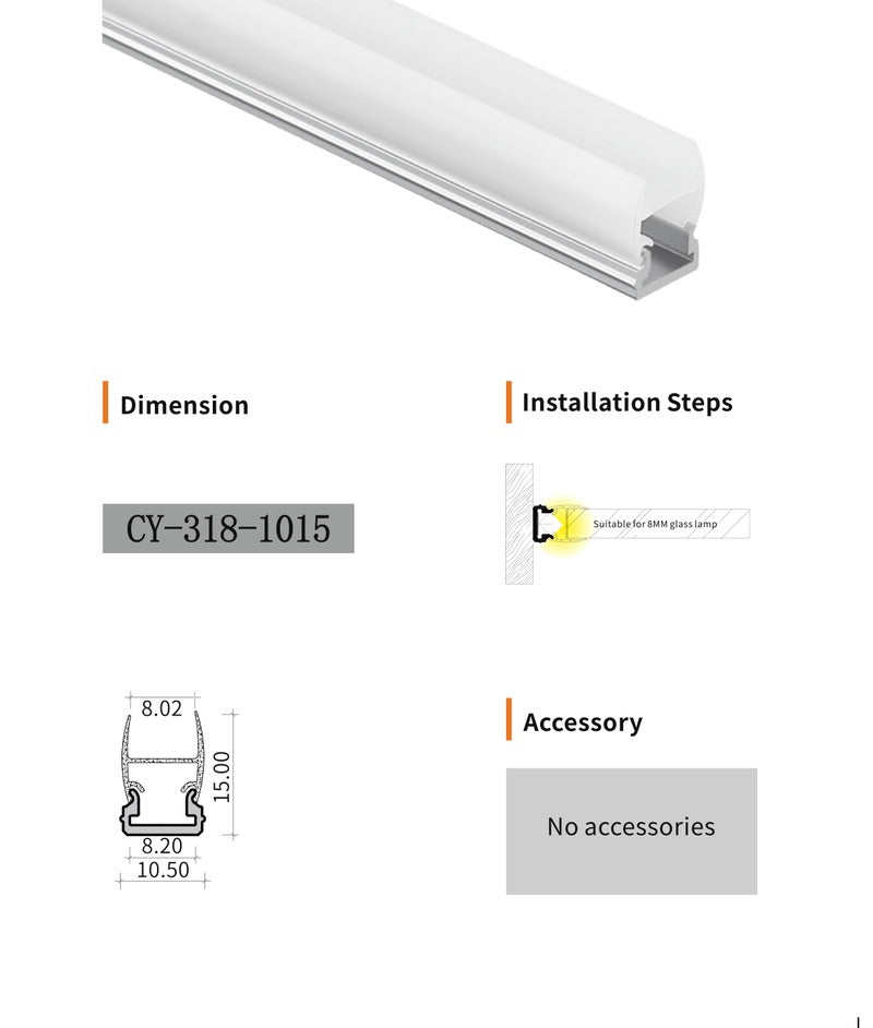 Chuangyu 1015 LED Aluminum Profile 10x15mm