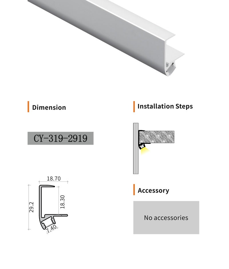 Chuangyu 2919 LED Aluminum Profile 29x19mm