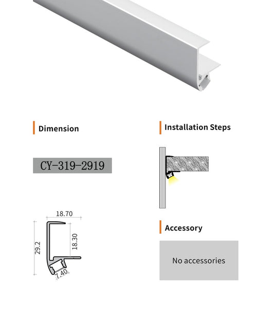Chuangyu 2919 LED Aluminum Profile 29x19mm