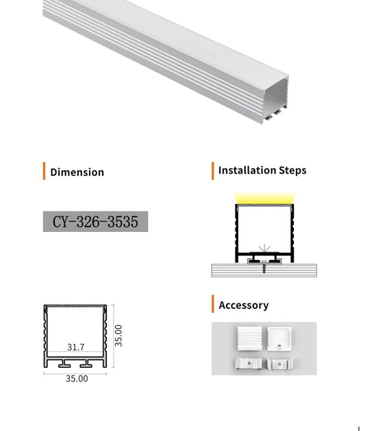 Chuangyu 3535 LED Aluminum Profile 35x35mm