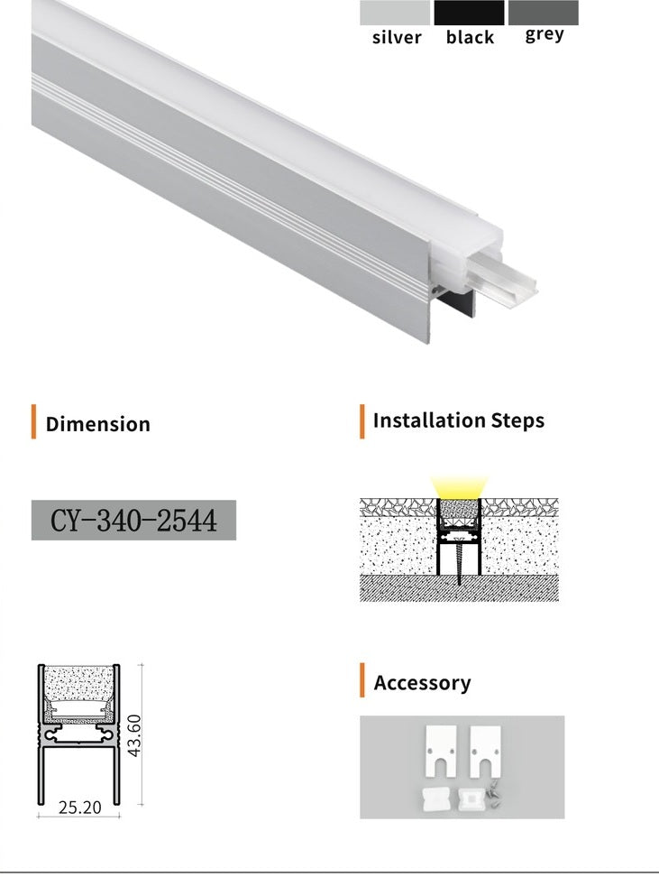 Chuangyu 2544 LED Aluminum Profile 25x44mm