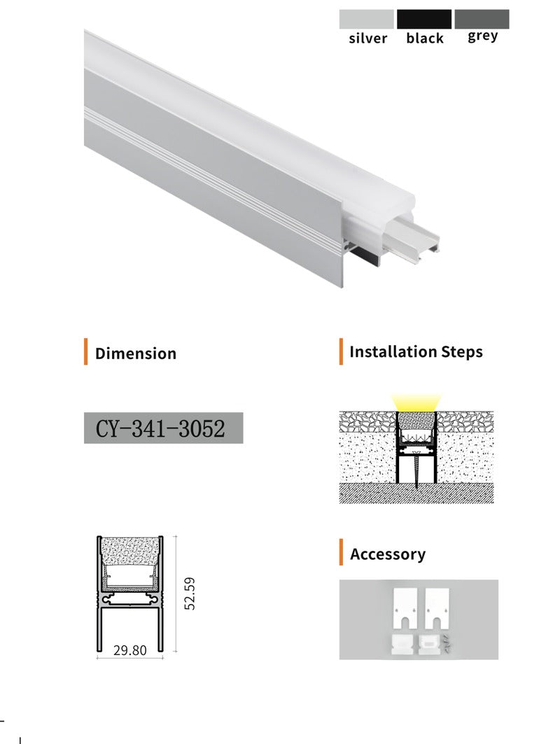 Chuangyu 3052 LED Aluminum Profile 30x52mm