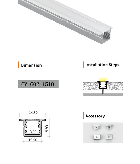 Chuangyu 1510 LED Aluminum Profile 15x10mm