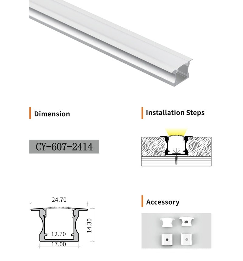 Chuangyu 2414 LED Aluminum Profile 24x14mm