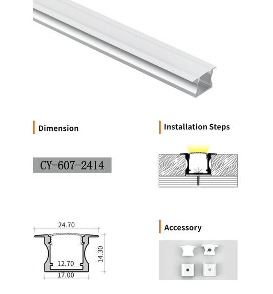 Chuangyu 2414 LED Aluminum Profile 24x14mm