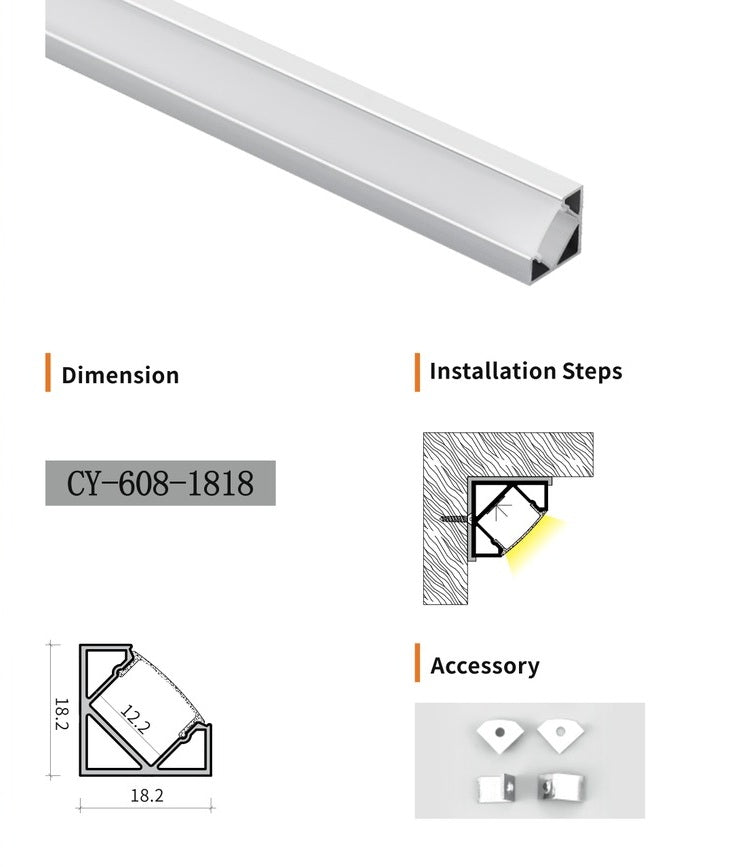 Chuangyu 1818 LED Aluminum Profile 18x18mm