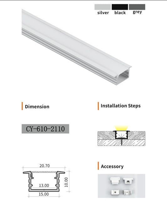 Chuangyu 2110 LED Aluminum Profile 21x10mm