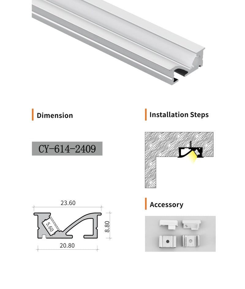 Chuangyu 2409 LED Aluminum Profile 24x9mm
