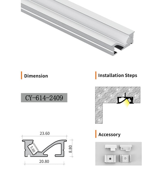 Chuangyu 2409 LED Aluminum Profile 24x9mm