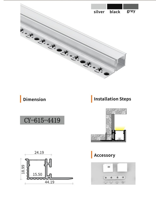 Chuangyu 4419 LED Aluminum Profile 44x19mm
