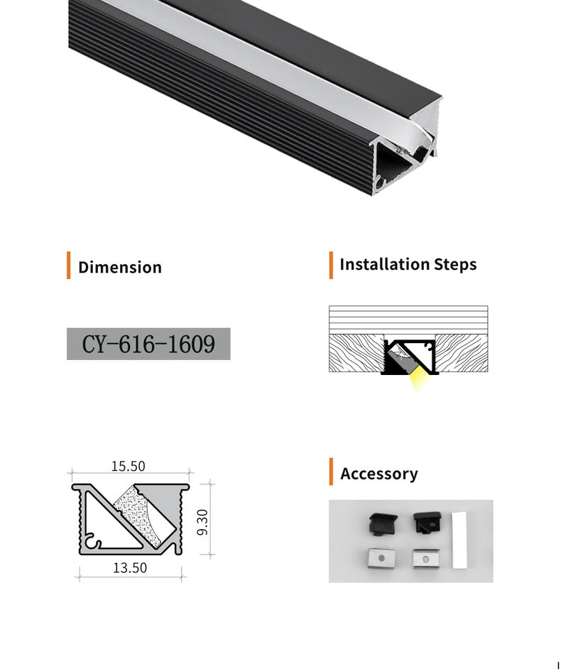 Chuangyu 1609 LED Aluminum Profile 16x9mm