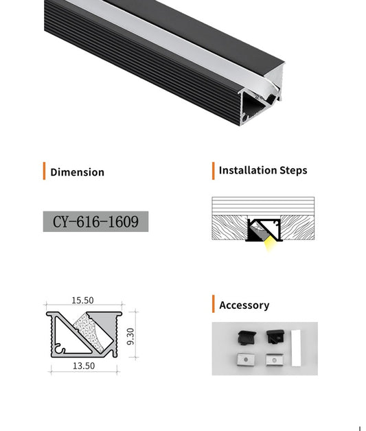 Chuangyu 1609 LED Aluminum Profile 16x9mm