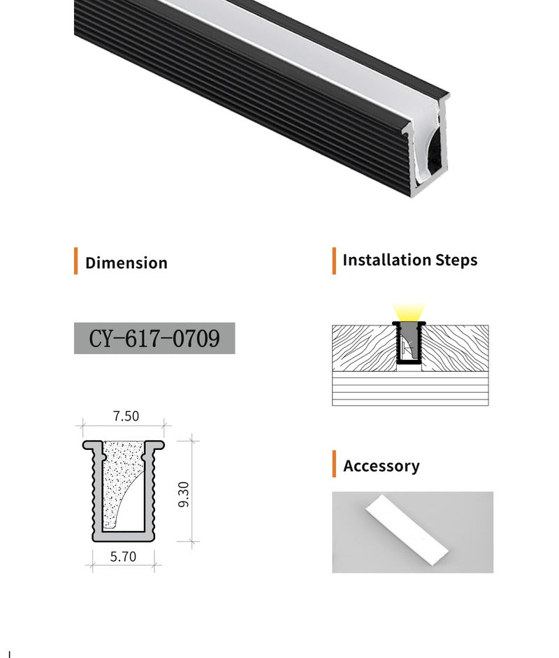 Chuangyu 0709 LED Aluminum Profile 7x9mm