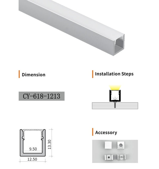 Chuangyu 1213 LED Aluminum Profile 12x13mm