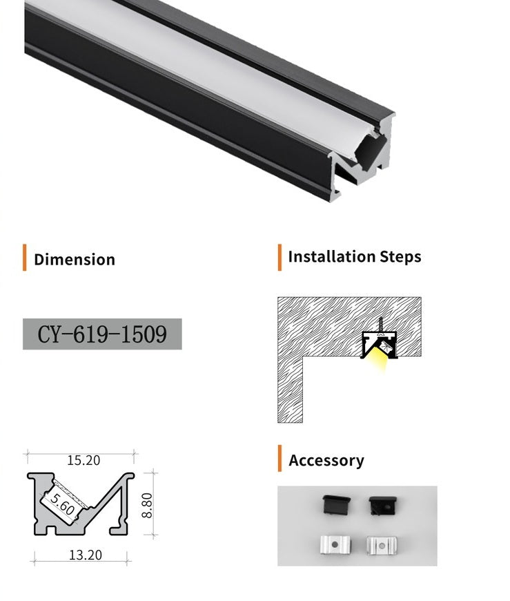 Chuangyu 1509 LED Aluminum Profile 15x9mm