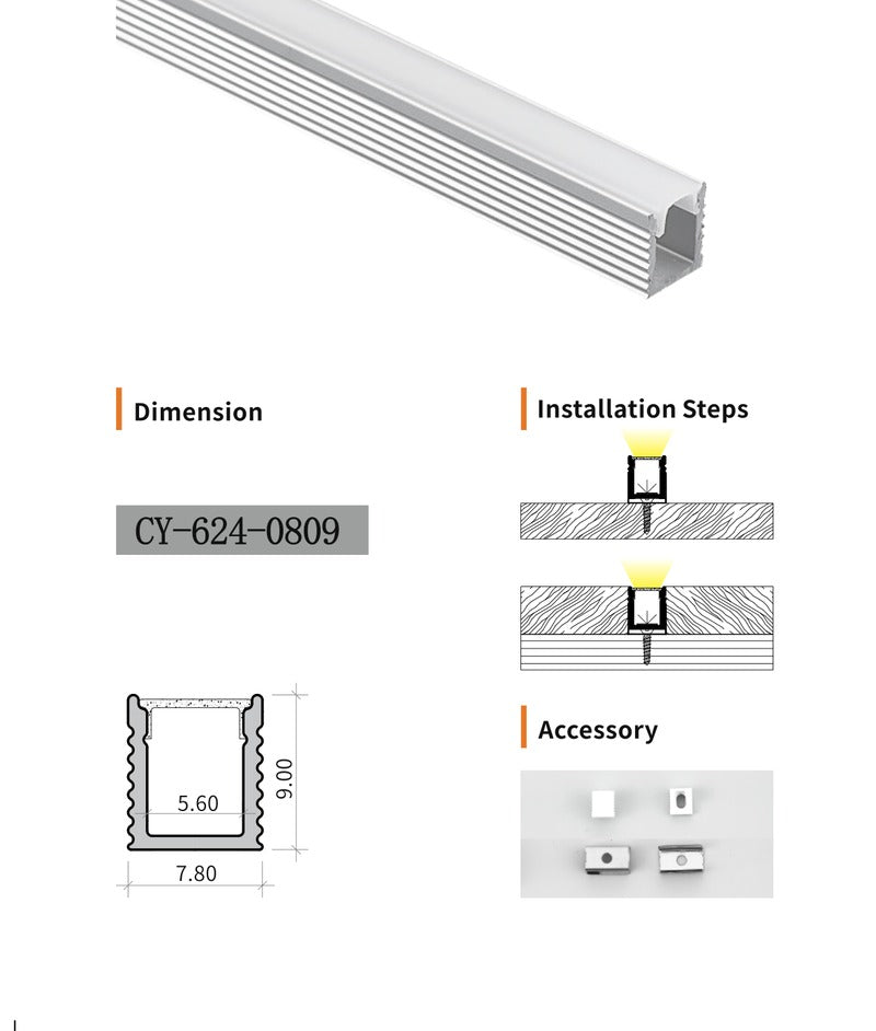 Chuangyu 0809 LED Aluminum Profile 8x9mm