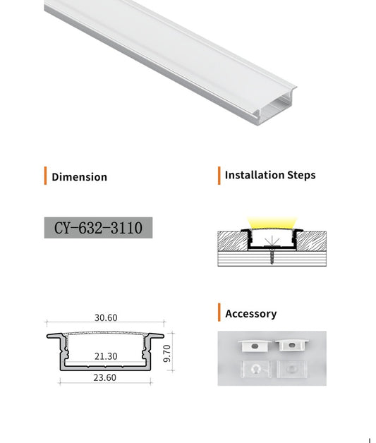 Chuangyu 3110 LED Aluminum Profile 31x10mm