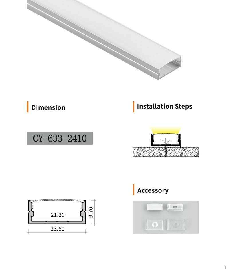 Chuangyu 2410 LED Aluminum Profile 24x10mm