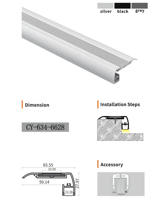 Chuangyu CY-634-6628 LED Aluminum Profile - Stairs and Inground Series