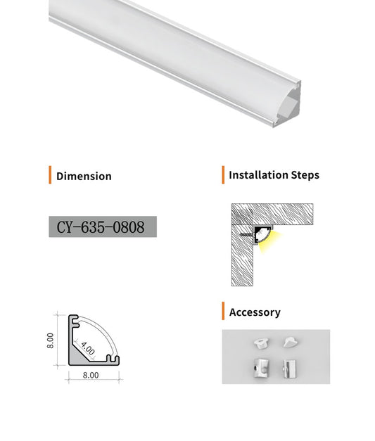 Chuangyu 0808 LED Aluminum Profile 8x8mm