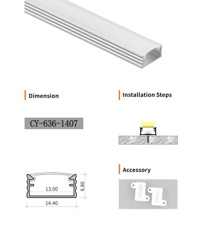 Chuangyu 1407 LED Aluminum Profile 14x7mm