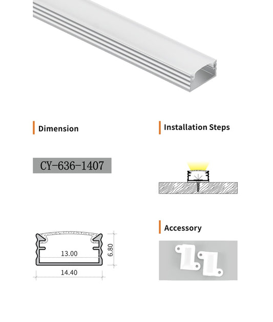 Chuangyu 1407 LED Aluminum Profile 14x7mm