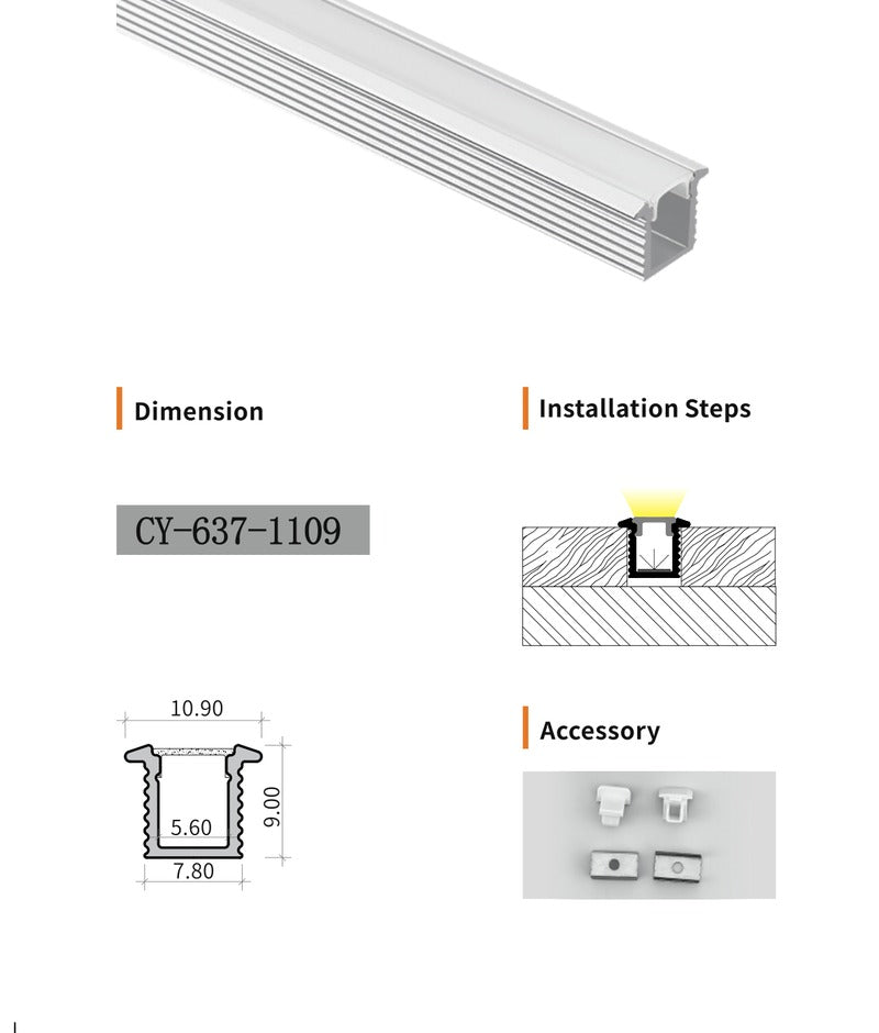 Chuangyu 1109 LED Aluminum Profile 11x9mm