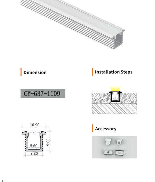 Chuangyu 1109 LED Aluminum Profile 11x9mm