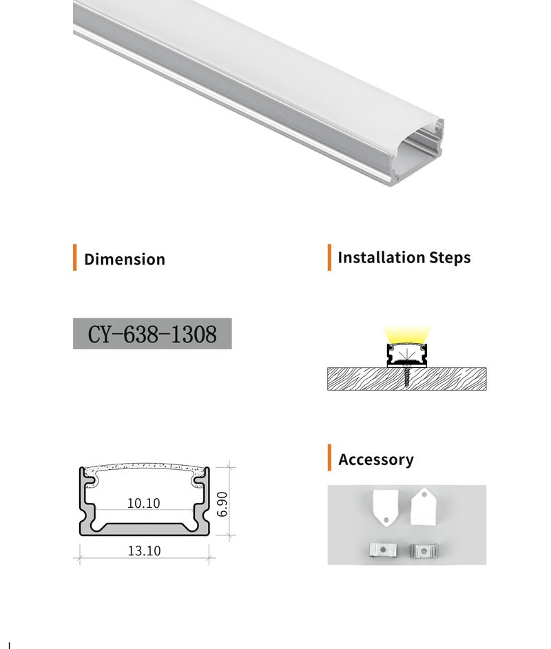 Chuangyu 1308 LED Aluminum Profile 13x8mm
