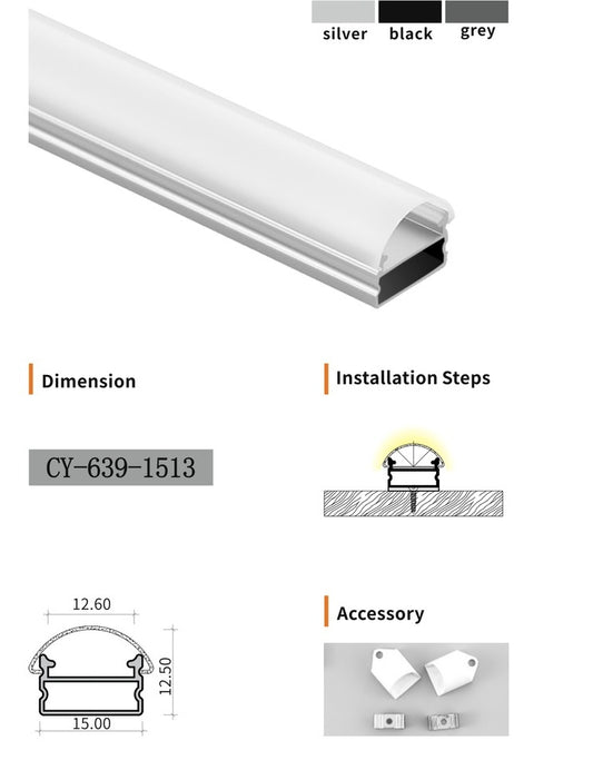 Chuangyu 1513 LED Aluminum Profile 15x13mm