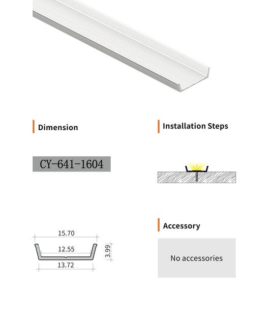 Chuangyu 1604 LED Aluminum Profile 16x4mm