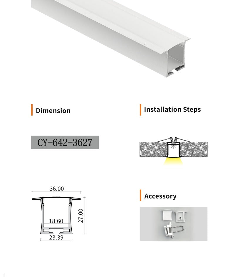 Chuangyu 3627 LED Aluminum Profile 36x27mm