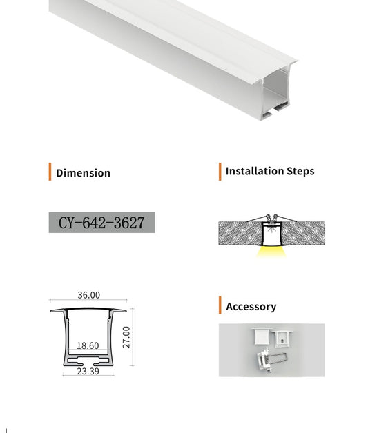 Chuangyu 3627 LED Aluminum Profile 36x27mm