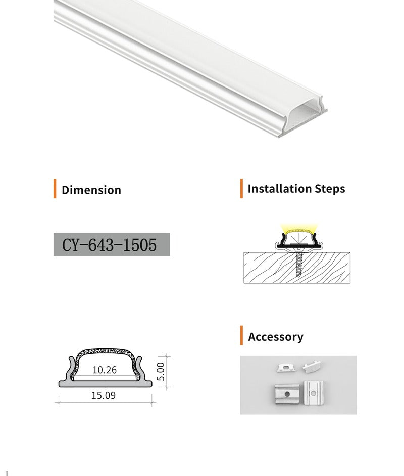 Chuangyu 1505 LED Aluminum Profile 15x5mm