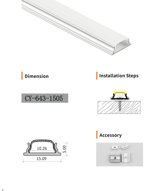 Chuangyu 1505 LED Aluminum Profile 15x5mm