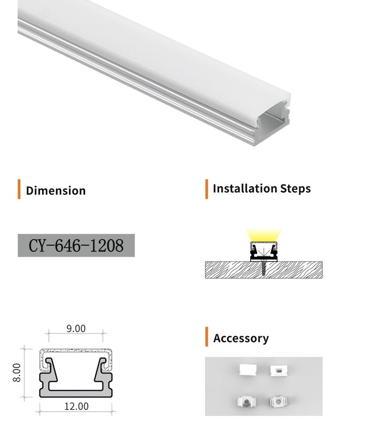 Chuangyu 1208 LED Aluminum Profile 12x8mm