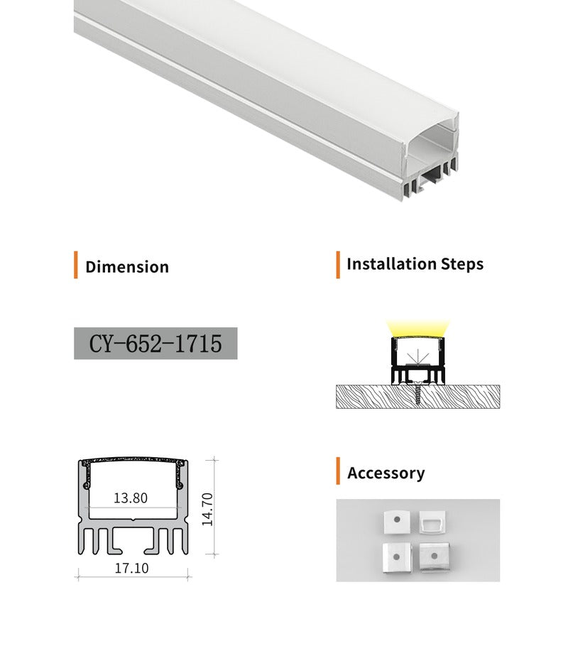Chuangyu 1715 LED Aluminum Profile 17x15mm