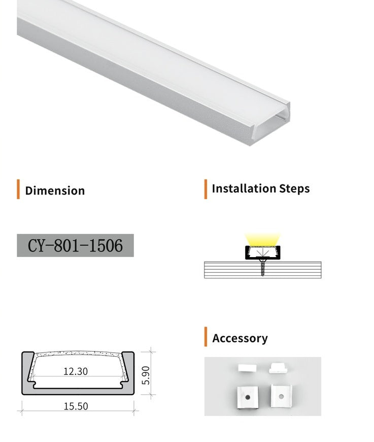 Chuangyu 1506 LED Aluminum Profile 15x6mm