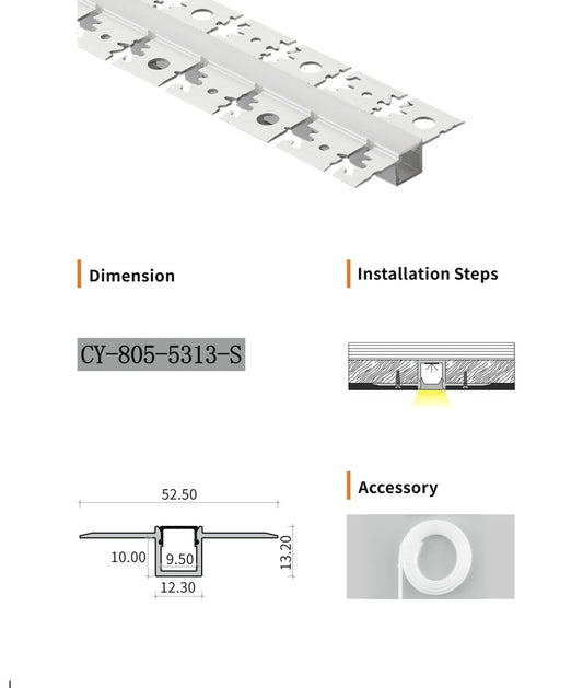Chuangyu 5313S LED Aluminum Profile 53x13mm