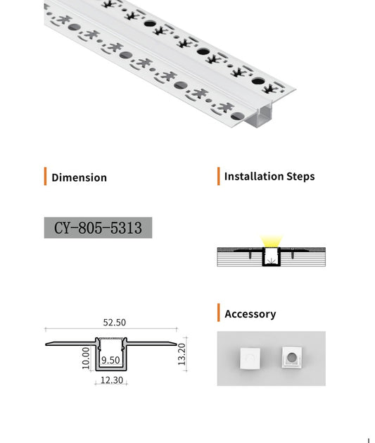 Chuangyu 5313 LED Aluminum Profile 53x13mm