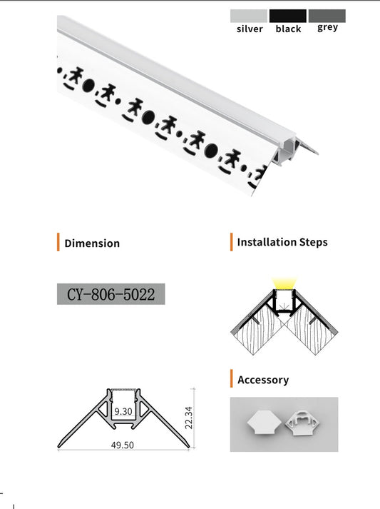 Chuangyu 5022 LED Aluminum Profile 50x22mm